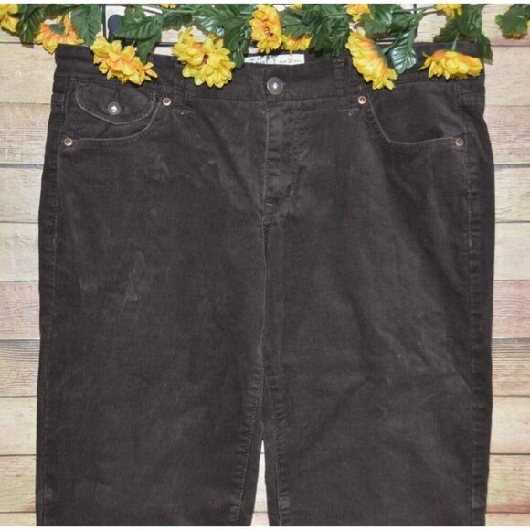 Old Navy Ladies Brown Mid-Rise Corduroy Wide Leg Pants Size 10 Stretch Casual - Picture 2 of 9